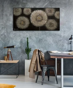 Handgemaltes Gemälde 'Meer aus Pusteblumen' 120x60cm | inkl. Echtheitszertifikat
