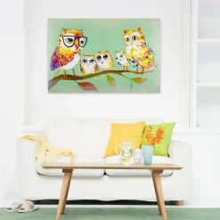 Handgemaltes Gemälde 'Meeting der Waldeulen' 90x60cm | inkl. Echtheitszertifikat