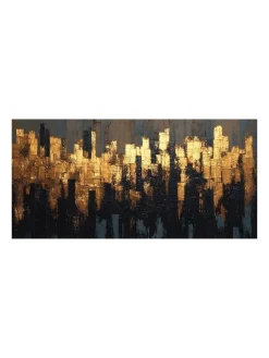 Handgemaltes Gemälde 'Mitternachts-Skyline' | Echtheitszertifikat inklusive