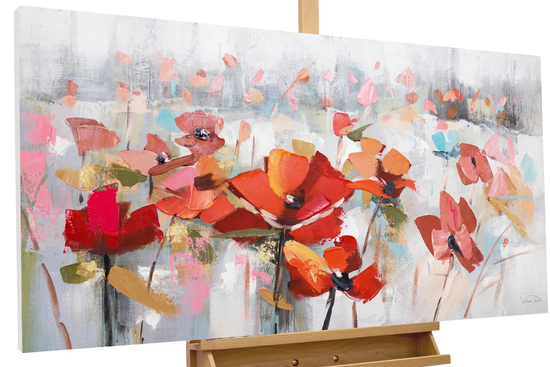 Handgemaltes Gemälde 'Mohnblumenmeer' 120x60cm | inkl. Echtheitszertifikat