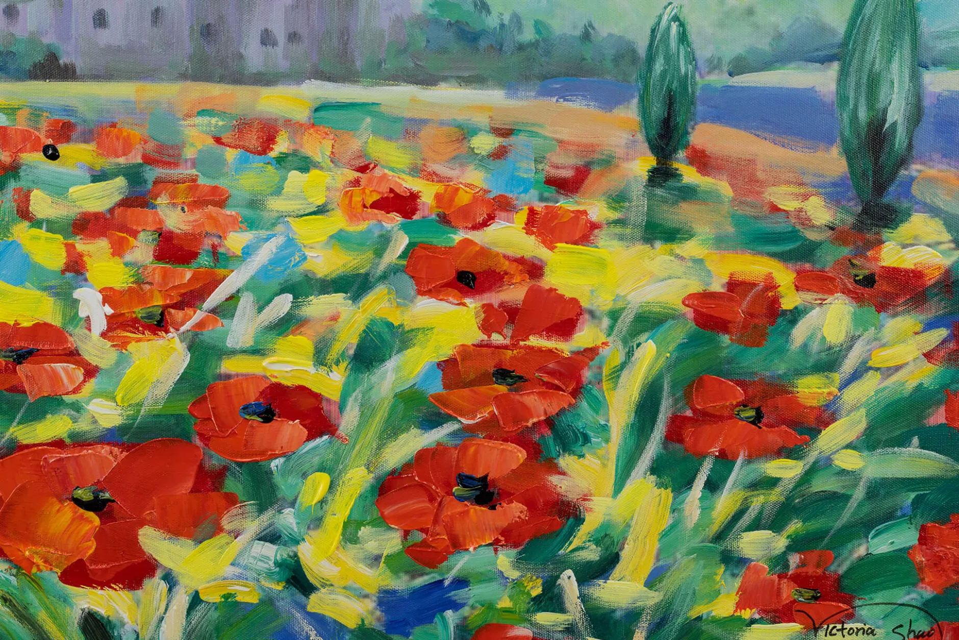 Handgemaltes Gemälde 'Mohnblumenzeit' 93x63cm | inkl. Echtheitszertifikat