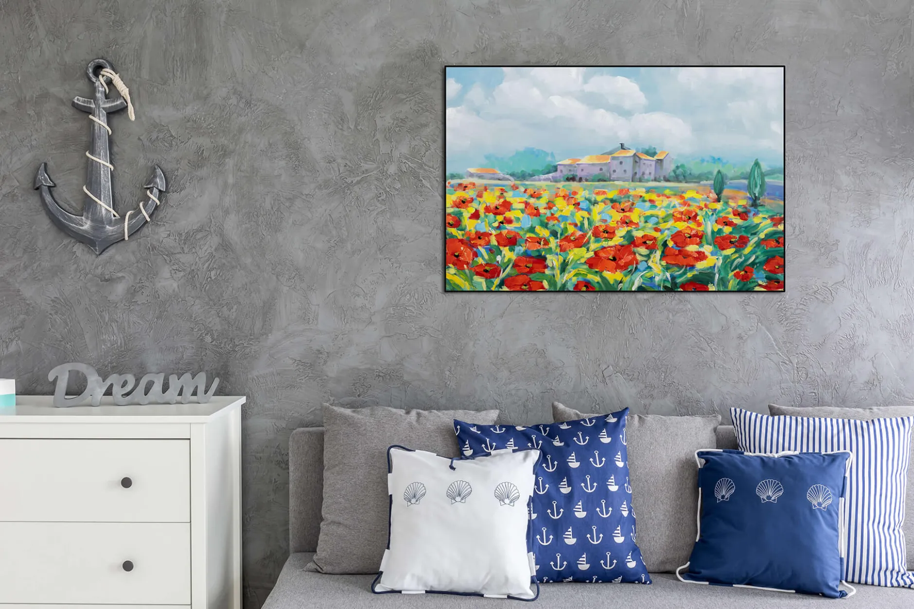 Handgemaltes Gemälde 'Mohnblumenzeit' 93x63cm | inkl. Echtheitszertifikat