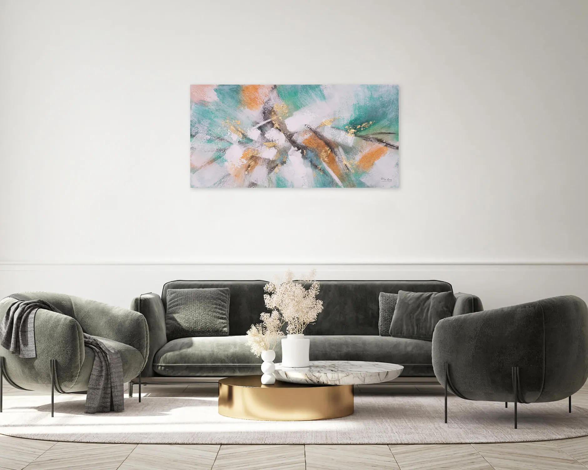 Handgemaltes Gemälde 'Mosaik der Natur' 120x60cm | inkl. Echtheitszertifikat