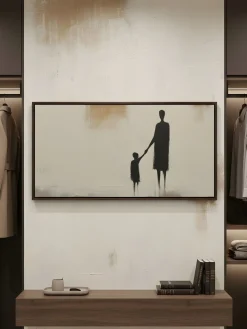 Handgemaltes Gemälde 'Mutter-Kind-Silhouette' | Echtheitszertifikat inklusive