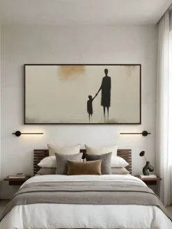 Handgemaltes Gemälde 'Mutter-Kind-Silhouette' | Echtheitszertifikat inklusive