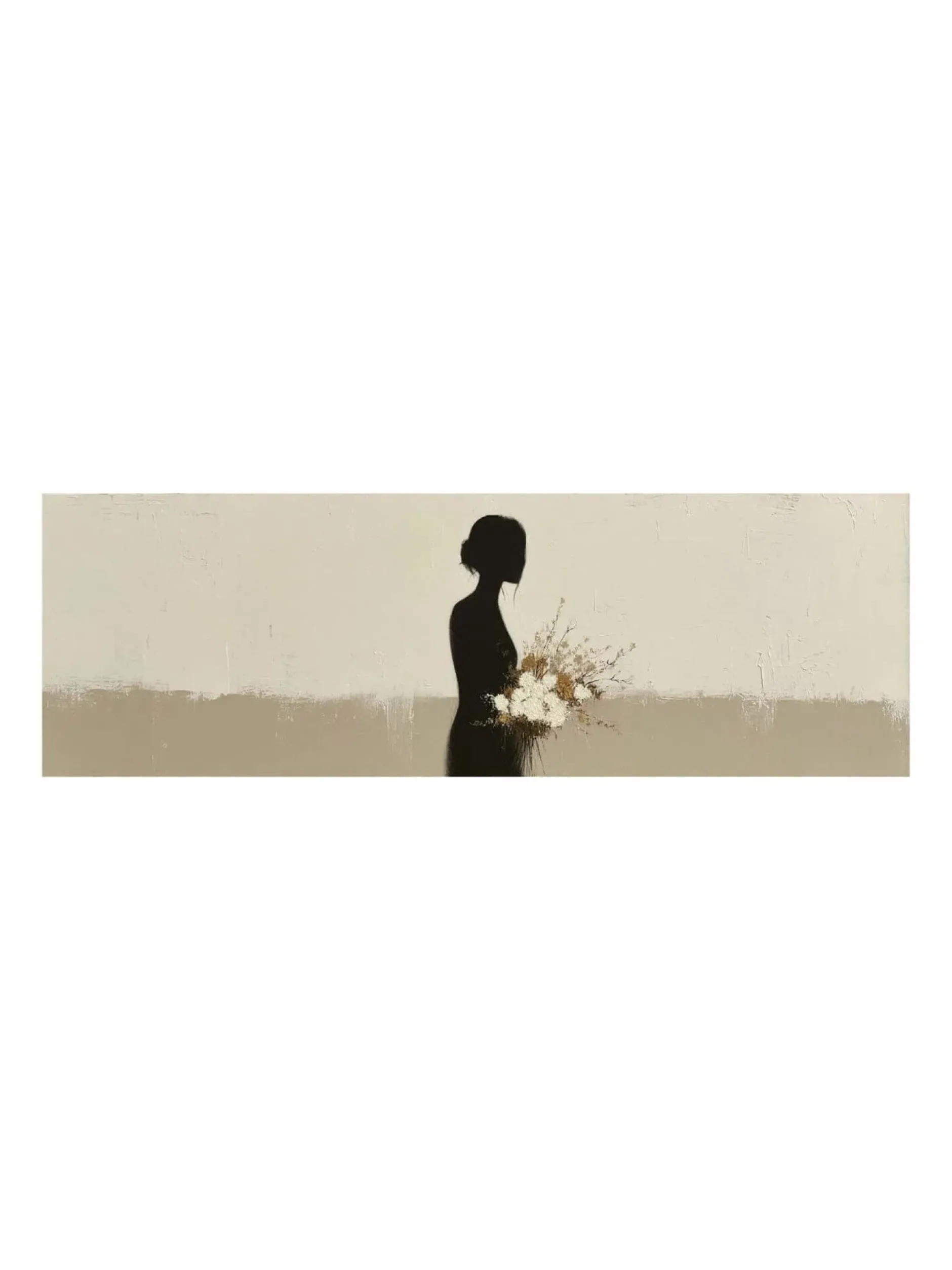 Handgemaltes Gemälde 'Mutter mit Blumenstrauß-Silhouette' | Echtheitszertifikat inklusive
