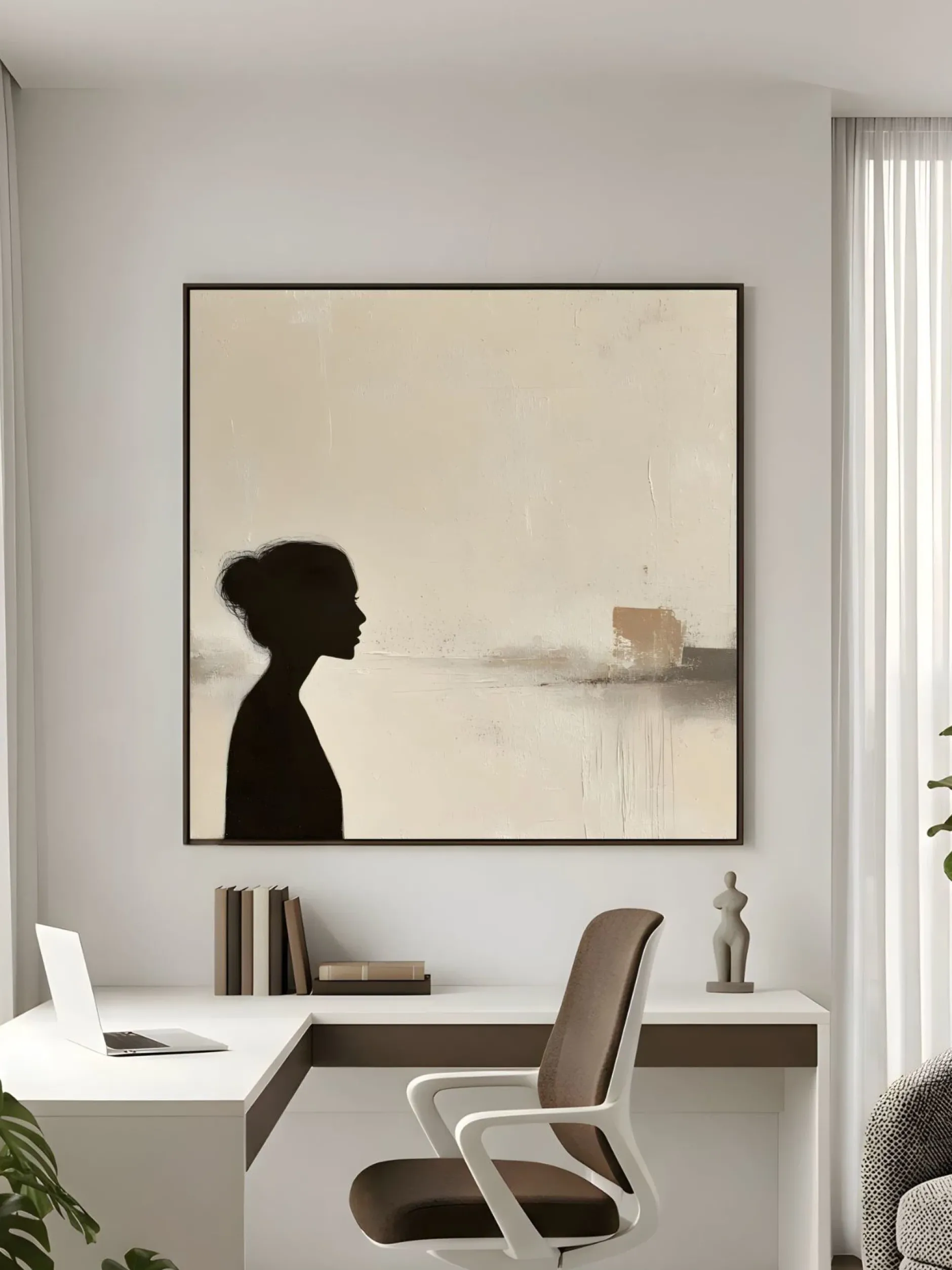Handgemaltes Gemälde 'Mutterprofil-Silhouette' | Echtheitszertifikat inklusive