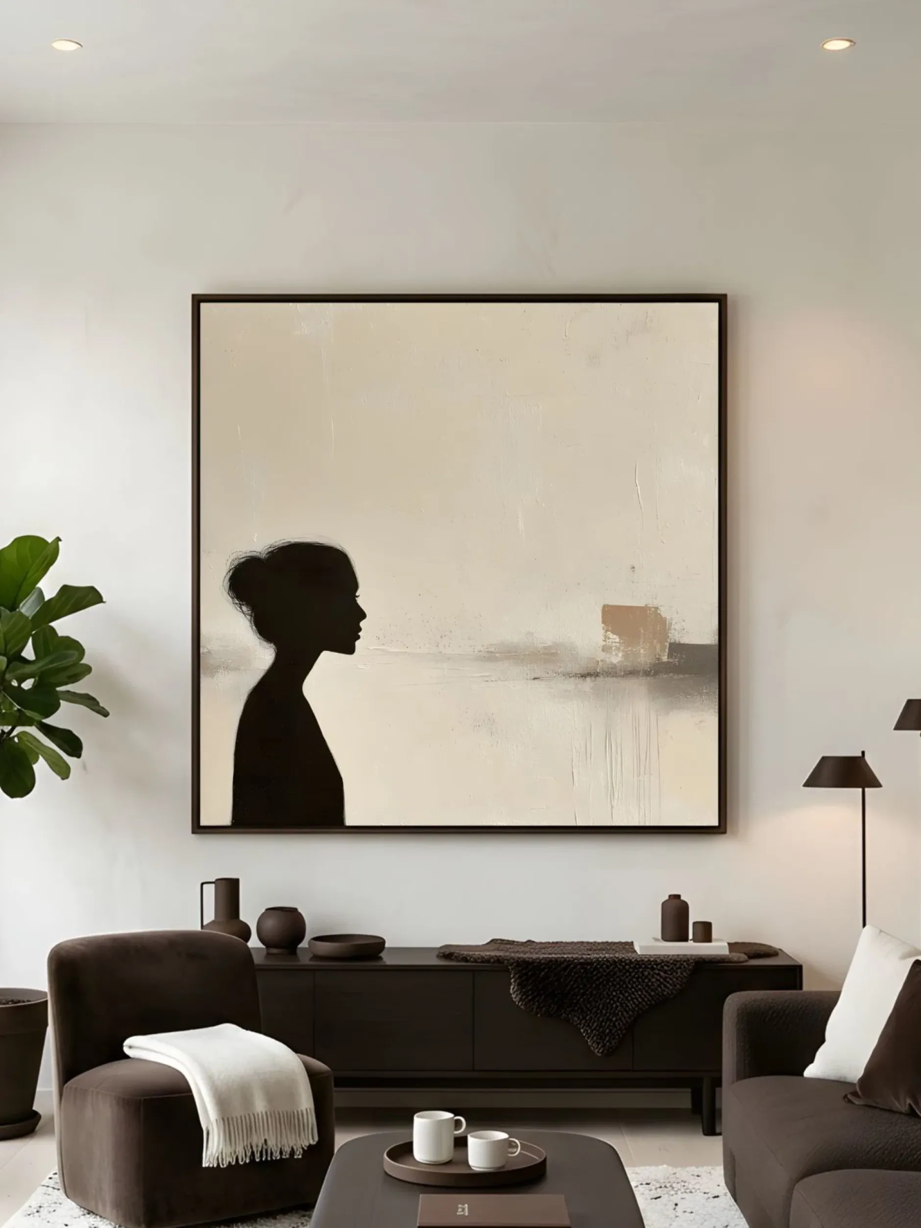 Handgemaltes Gemälde 'Mutterprofil-Silhouette' | Echtheitszertifikat inklusive