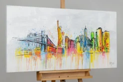 Handgemaltes Gemälde 'New York Skyline Silhouette' 120x60cm | inkl. Echtheitszertifikat