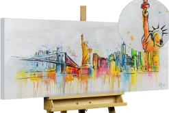 Handgemaltes Gemälde 'New York Skyline Silhouette' 120x60cm | inkl. Echtheitszertifikat