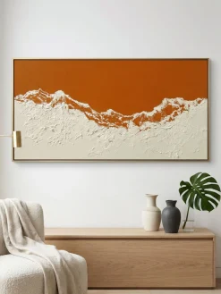 Handgemaltes Gemälde 'Orange Bergpanorama' | Echtheitszertifikat inklusive