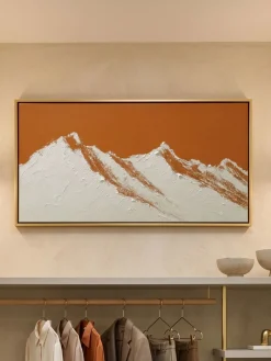 Handgemaltes Gemälde 'Orange Bergsilhouette' | Echtheitszertifikat inklusive