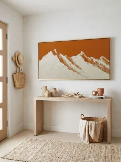 Handgemaltes Gemälde 'Orange Bergsilhouette' | Echtheitszertifikat inklusive