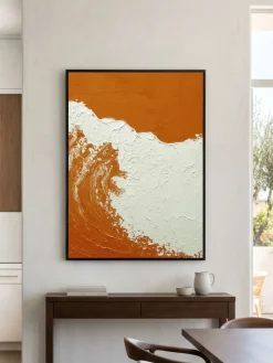 Handgemaltes Gemälde 'Orange Welle im Hochformat' | Echtheitszertifikat inklusive