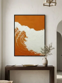 Handgemaltes Gemälde 'Orange Welle im Hochformat' | Echtheitszertifikat inklusive