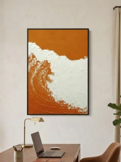 Handgemaltes Gemälde 'Orange Welle im Hochformat' | Echtheitszertifikat inklusive