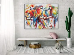 Handgemaltes Gemälde 'Parrots in Love' 100x75cm | inkl. Echtheitszertifikat