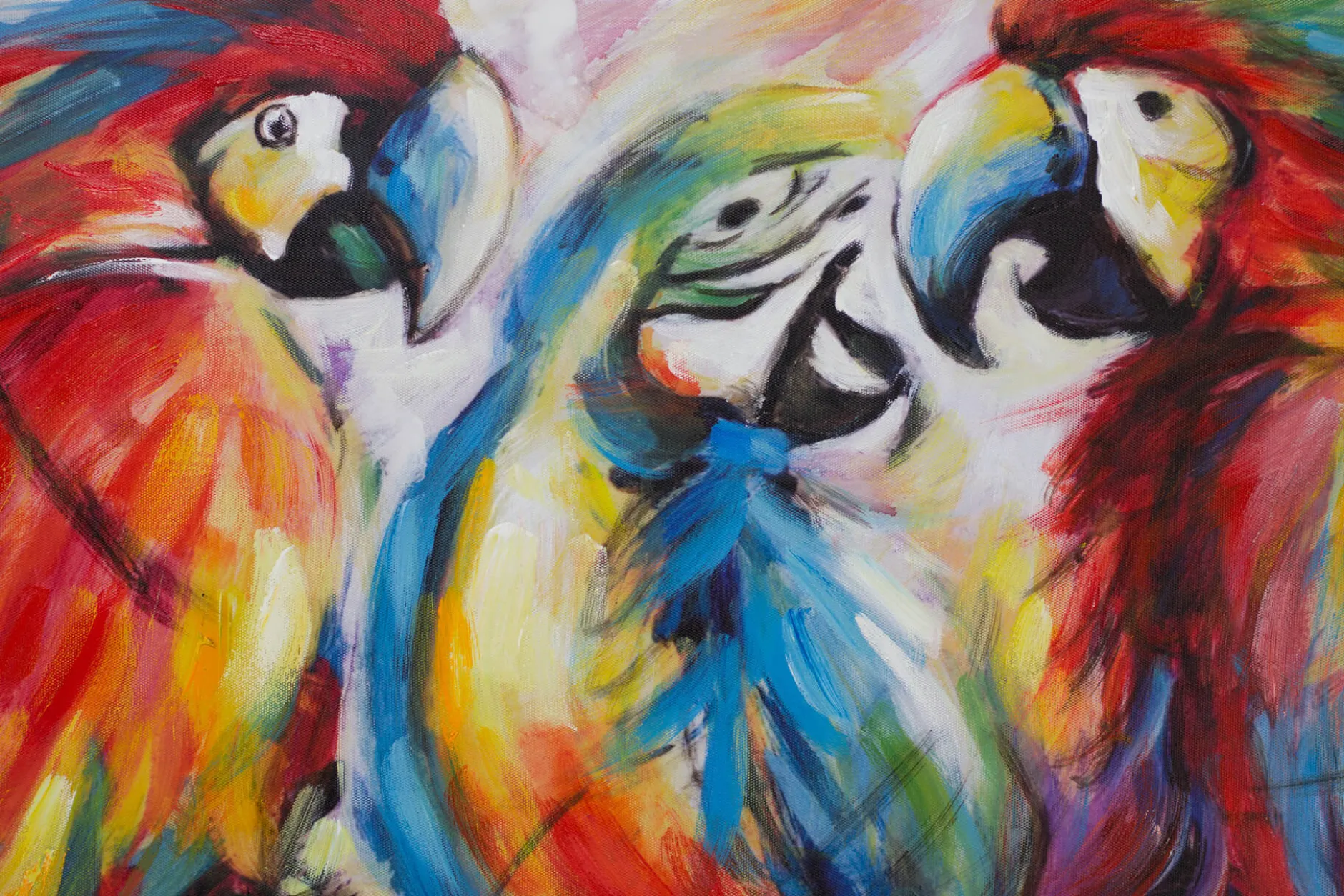 Handgemaltes Gemälde 'Parrots in Love' 100x75cm | inkl. Echtheitszertifikat