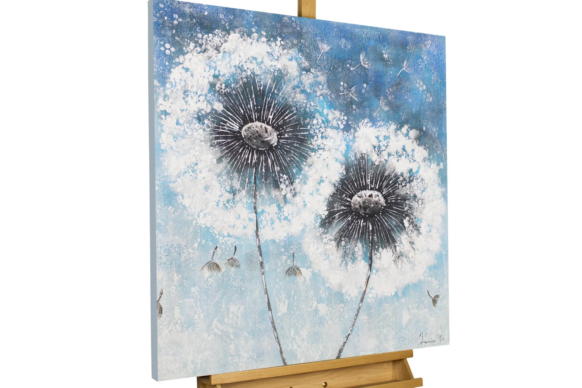 Handgemaltes Gemälde 'Pompon Flowers' 80x80cm | inkl. Echtheitszertifikat