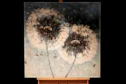 Handgemaltes Gemälde 'Pompon Flowers' 80x80cm | inkl. Echtheitszertifikat