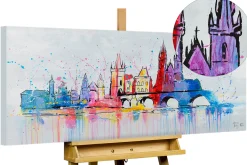Handgemaltes Gemälde 'Prague Skyline Silhouette' 120x60cm | inkl. Echtheitszertifikat