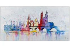 Handgemaltes Gemälde 'Prague Skyline Silhouette' 120x60cm | inkl. Echtheitszertifikat