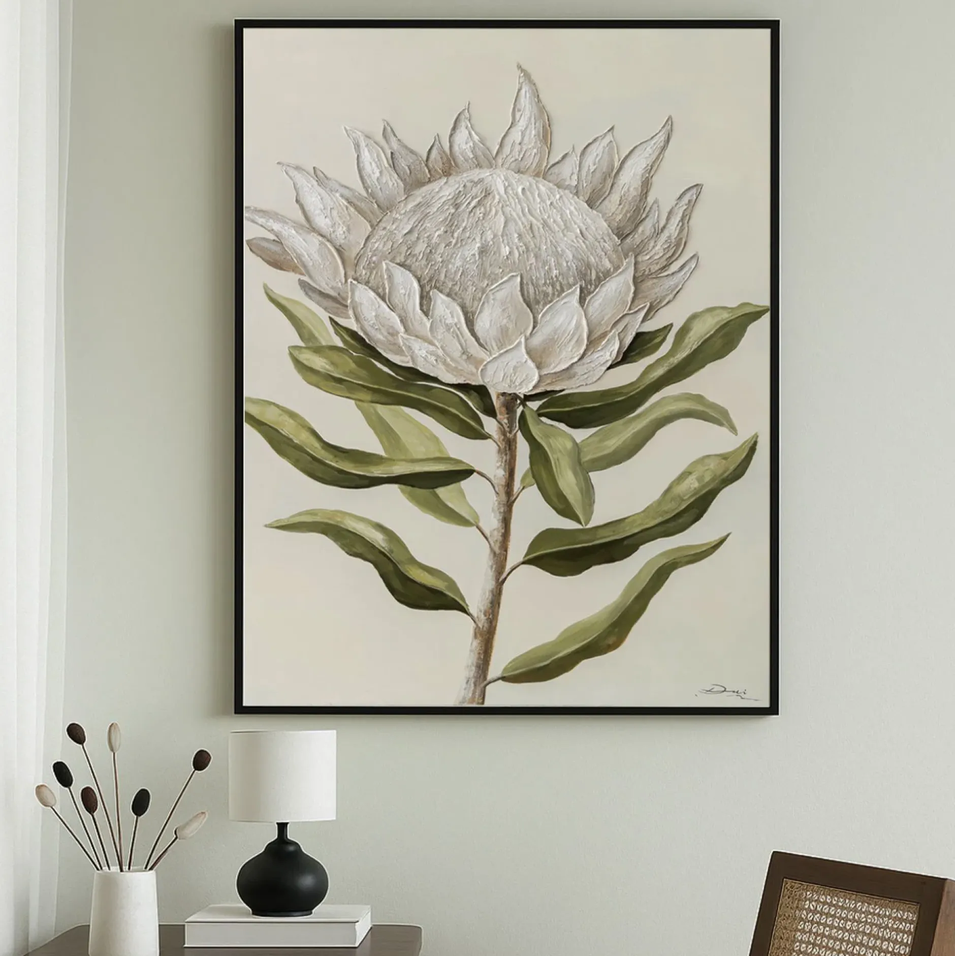 Handgemaltes Gemälde 'Protea-Stille' | Echtheitszertifikat inklusive