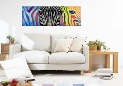 Handgemaltes Gemälde 'Psychedelic Zebra' 150x50cm | inkl. Echtheitszertifikat