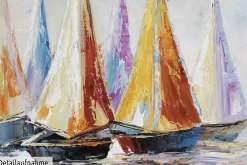 Handgemaltes Gemälde 'Rainbow Regatta' 120x60cm | inkl. Echtheitszertifikat