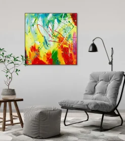 Handgemaltes Gemälde 'Rainbow Vitality' 60x60cm | inkl. Echtheitszertifikat
