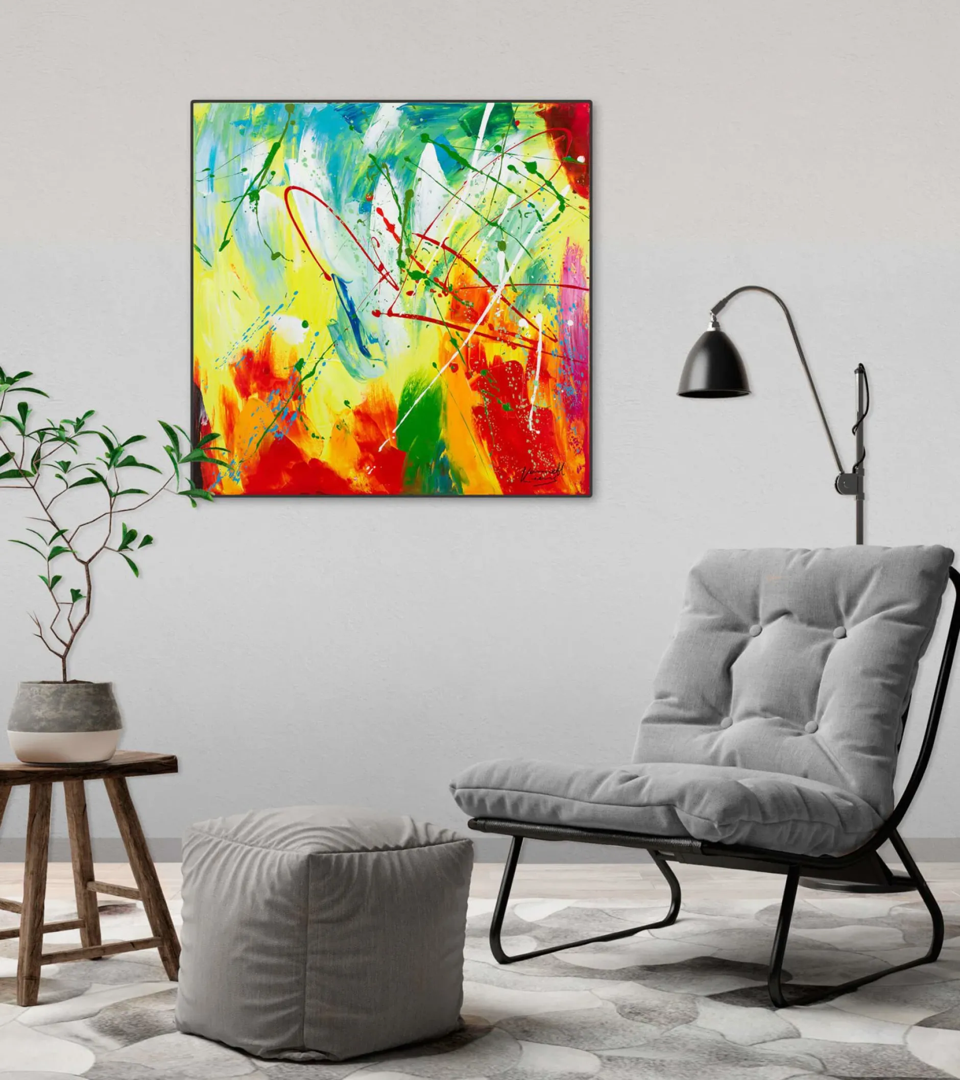 Handgemaltes Gemälde 'Rainbow Vitality' 60x60cm | inkl. Echtheitszertifikat