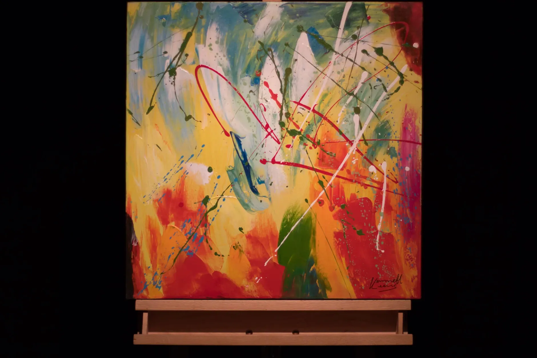 Handgemaltes Gemälde 'Rainbow Vitality' 60x60cm | inkl. Echtheitszertifikat