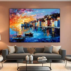 Handgemaltes Gemälde 'Riviera-Sonnenuntergang' | Echtheitszertifikat inklusive