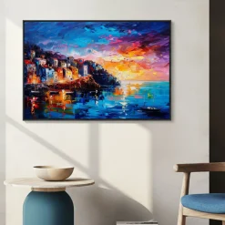 Handgemaltes Gemälde 'Riviera-Küste' | Echtheitszertifikat inklusive