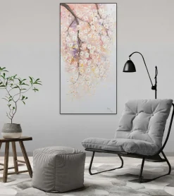Handgemaltes Gemälde 'Rosa Blütenregen' 60x120cm | inkl. Echtheitszertifikat