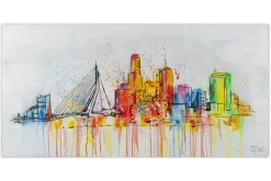 Handgemaltes Gemälde 'Rotterdam Skyline Silhouette' 120x60cm | inkl. Echtheitszertifikat