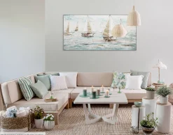 Handgemaltes Gemälde 'Sailboat Racing' 140x70cm | inkl. Echtheitszertifikat