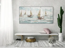 Handgemaltes Gemälde 'Sailboat Racing' 140x70cm | inkl. Echtheitszertifikat