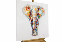 Handgemaltes Gemälde 'Sanftmütiger Elefant' 80x80cm | inkl. Echtheitszertifikat