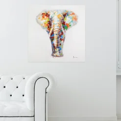 Handgemaltes Gemälde 'Sanftmütiger Elefant' 80x80cm | inkl. Echtheitszertifikat