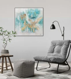 Handgemaltes Gemälde 'Schimmernder See' 60x60cm | inkl. Echtheitszertifikat