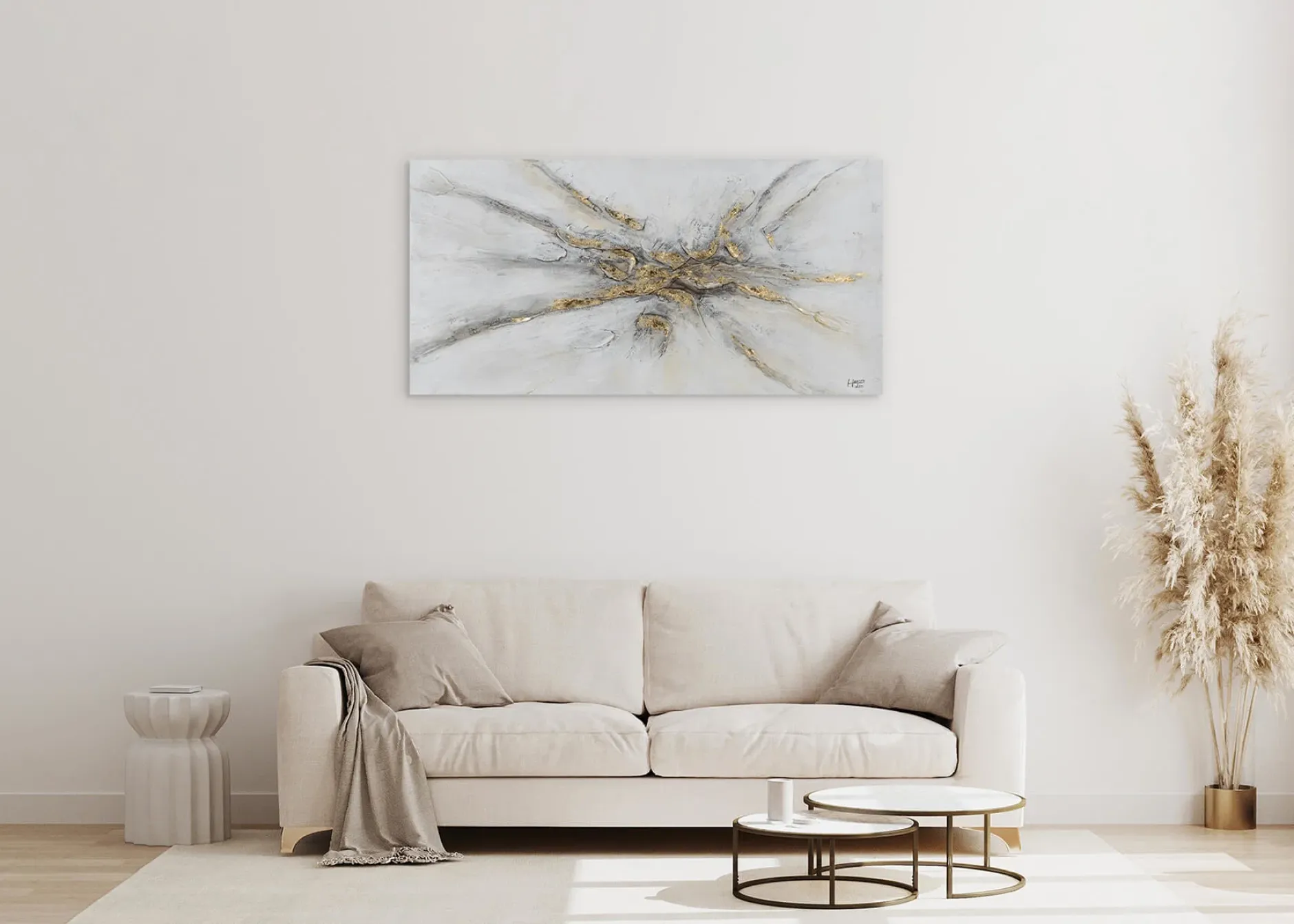 Handgemaltes Gemälde 'Silver Miracle' 120x60cm | inkl. Echtheitszertifikat