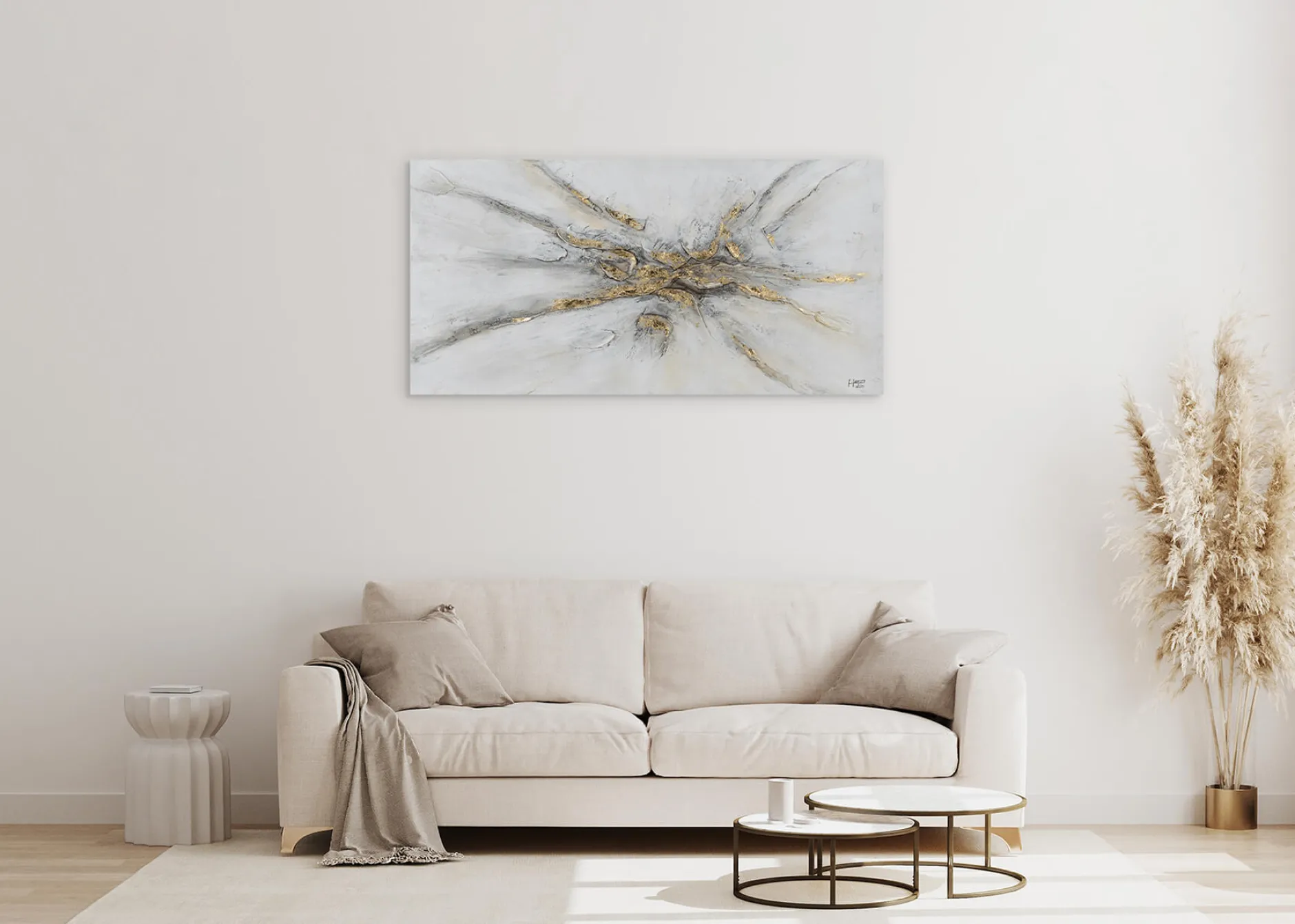 Handgemaltes Gemälde 'Silver Miracle' 120x60cm | inkl. Echtheitszertifikat
