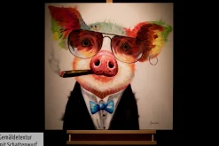 Handgemaltes Gemälde 'Smoking Hot Bacon' 80x80cm | inkl. Echtheitszertifikat