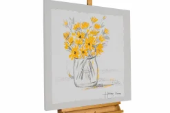 Handgemaltes Gemälde 'Sonnige Blüten' 40x40cm | inkl. Echtheitszertifikat