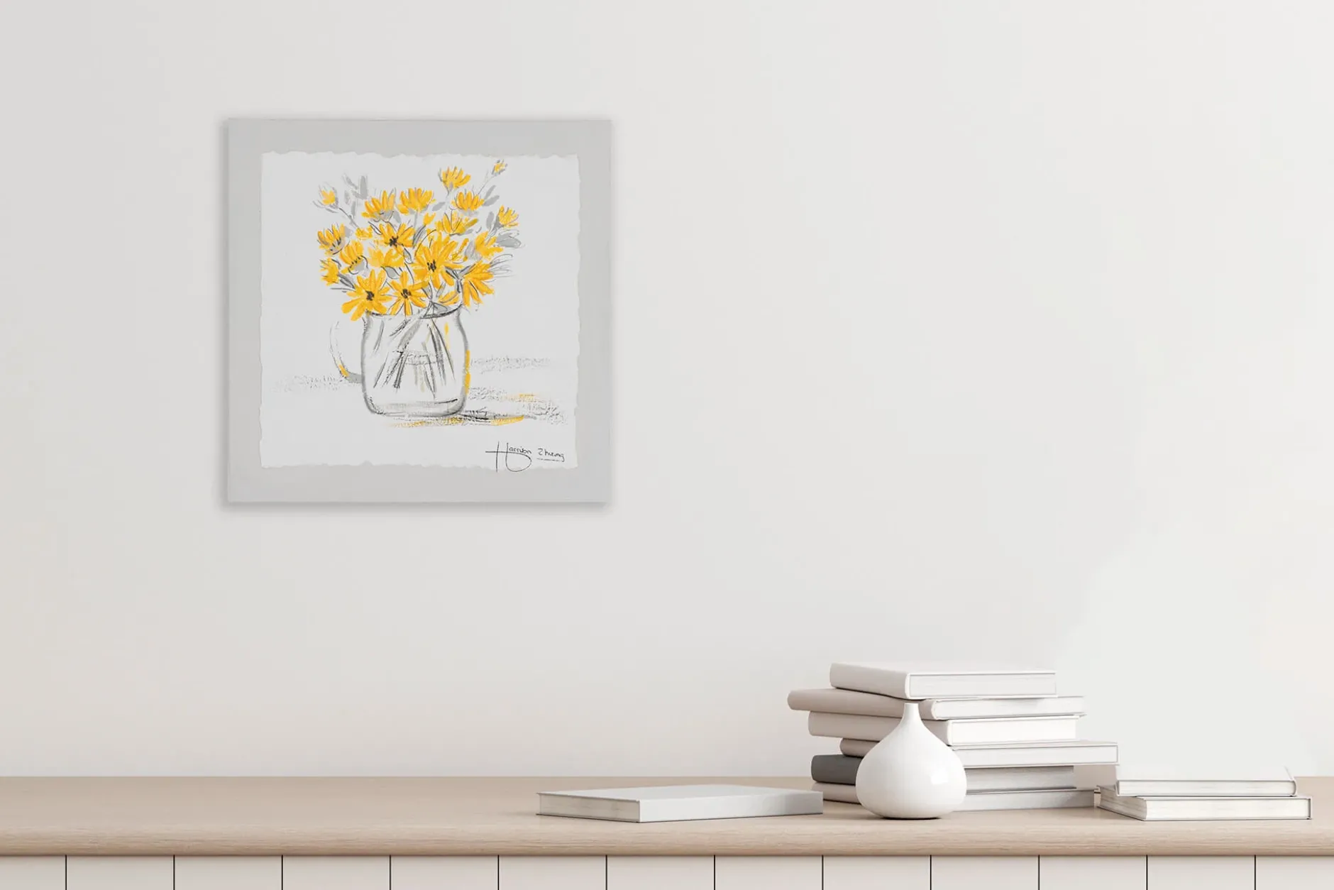 Handgemaltes Gemälde 'Sonnige Blüten' 40x40cm | inkl. Echtheitszertifikat