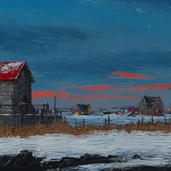 Handgemaltes Gemälde 'Sternklarer Winterleuchtturm' | Echtheitszertifikat inklusive