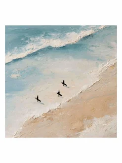 Handgemaltes Gemälde 'Surfer-Spaziergang Trio' | Echtheitszertifikat inklusive