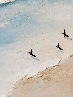 Handgemaltes Gemälde 'Surfer-Spaziergang Trio' | Echtheitszertifikat inklusive