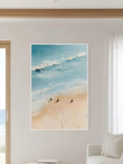 Handgemaltes Gemälde 'Surfstrand-Trio' | Echtheitszertifikat inklusive
